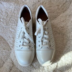 Paolo White Perforated Leather Lace-Up Sneakers for Women